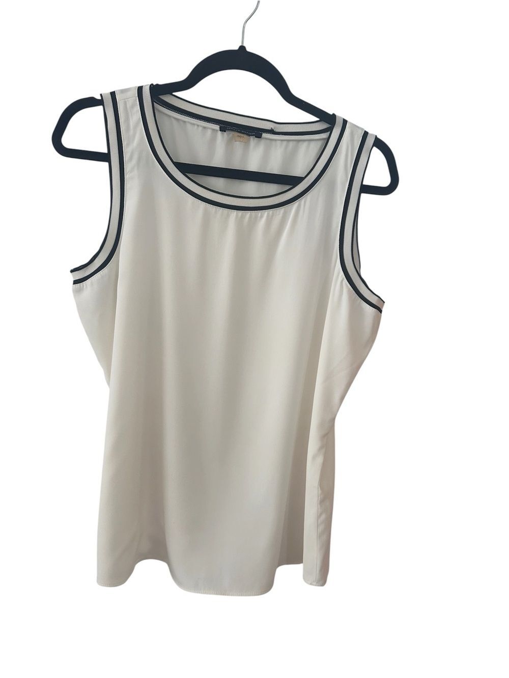 Tommy Hilfiger Cream Tank with Black Piping Size L